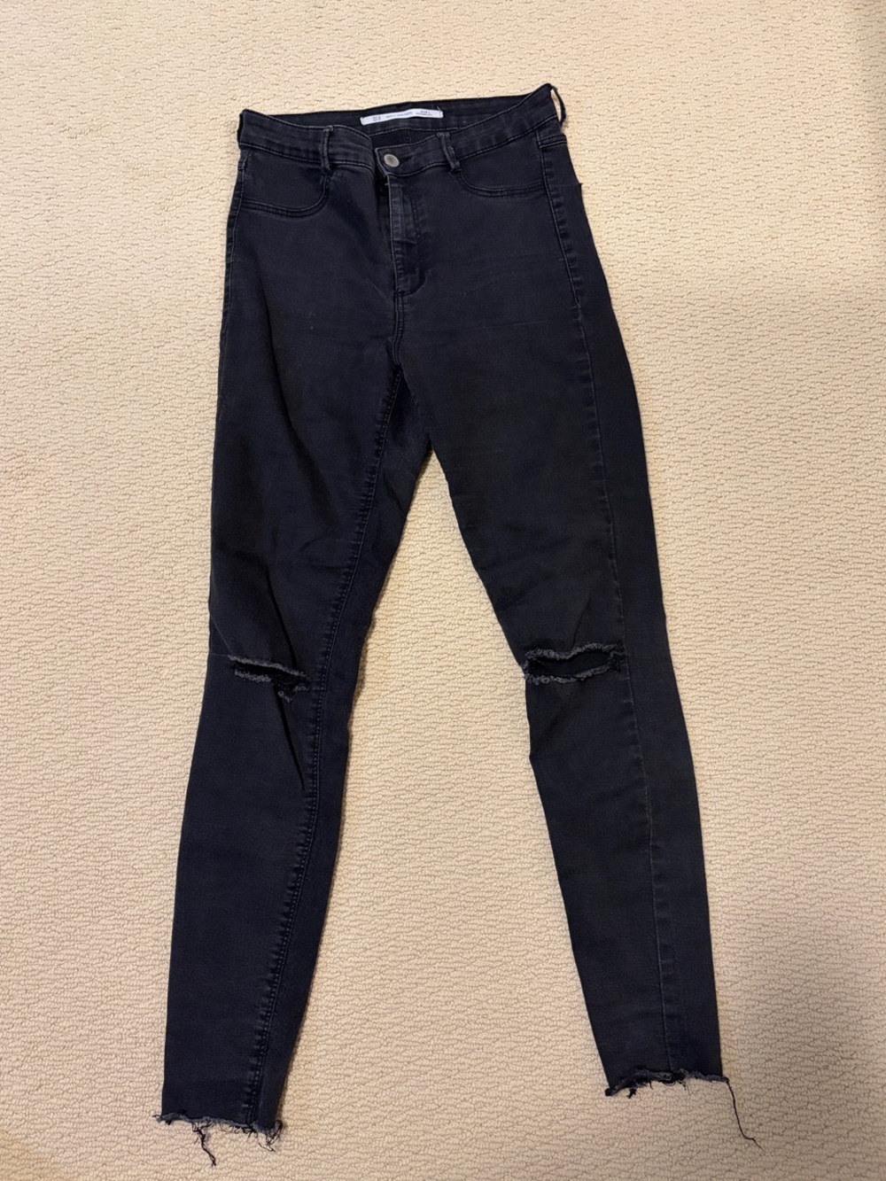 Zara Black Skinny Ripped-Knee Jeans